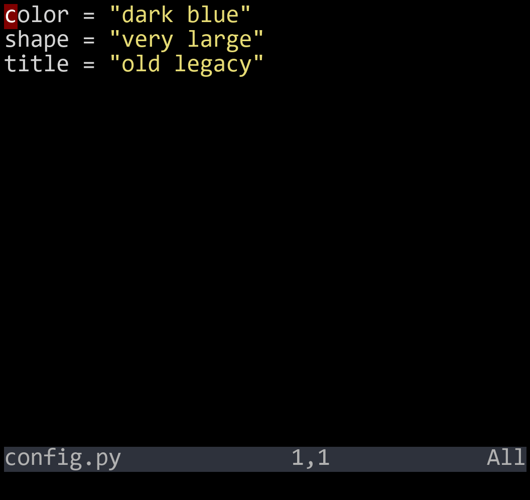 After pressing dw — the first word is gone, text shifted left